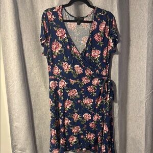 Forever 21 plus 2x Floral Wrap Dress in Blue and Pink
